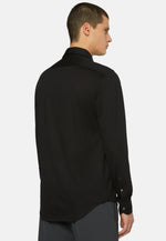 Slim Fit Black Shirt in Cotton and COOLMAX®