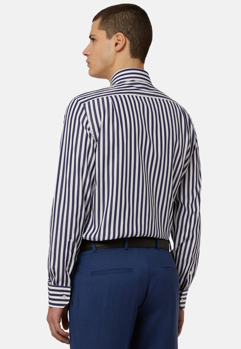 Regular Fit Blue Striped Cotton Shirt