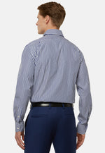 Regular Fit Royal Blue Striped Cotton Shirt
