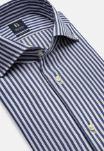 Regular Fit Royal Blue Striped Cotton Shirt